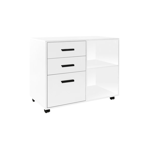 Loon Peak® Chrysti Rolling Office with Drawers, Lateral Desk